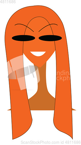 Image of Lady with black sunglasses vector or color illustration