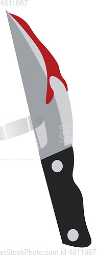 Image of A sharp knife smudged in red blood vector color drawing or illus