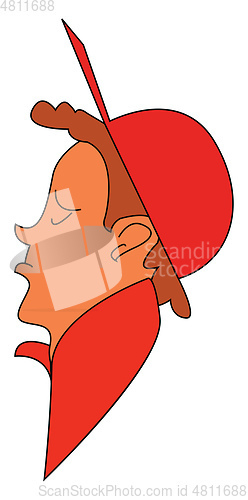 Image of A young boy wearing a trendy red head cap vector color drawing o