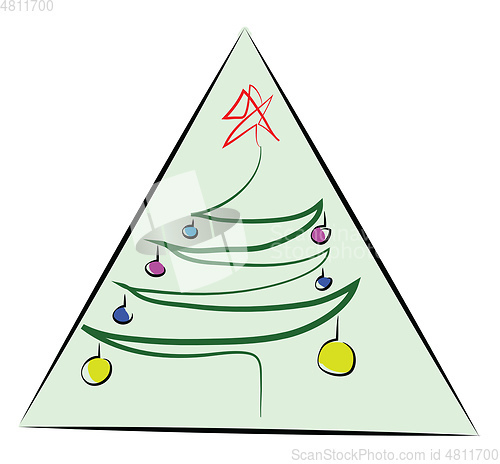 Image of Drawing of a Christmas tree with ornament and other decoration v