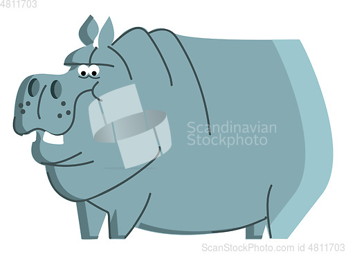 Image of Clipart of a blue angry hippo animal vector color drawing or ill
