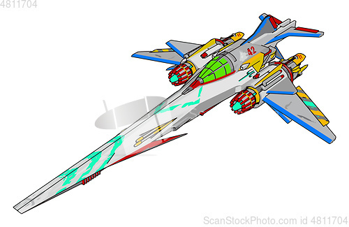 Image of Colorful fantasy battle cruiser vector illustration on white bac