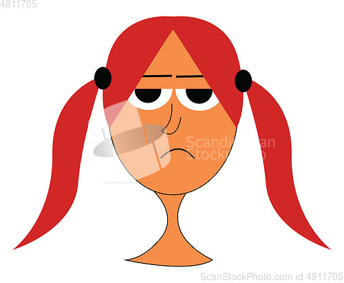 Image of Cartoon mad girl with red hair vector illustration on white back