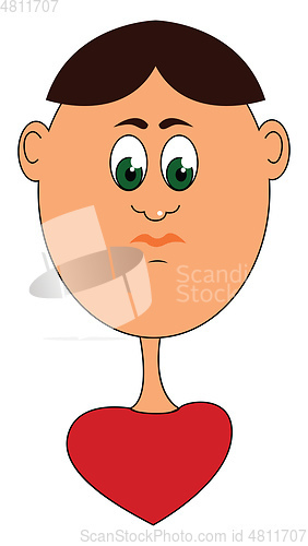 Image of Cartoon funny boy with a heart-shaped red body vector or color i