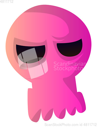 Image of Angry pink cartoon skull vector illustartion on white background