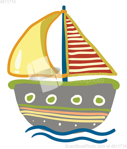 Image of Drawing of a colorful boat vector or color illustration