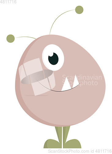 Image of An oval-shaped cute-little pink monster vector or color illustra