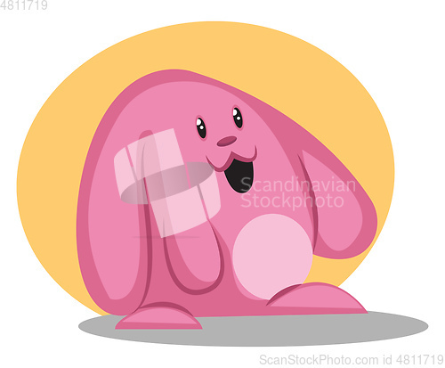 Image of Sweet pink Easter bunny with big ears illustration web vector on