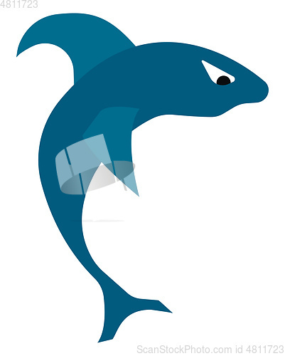 Image of A blue shark in jumping out of water vector or color illustratio
