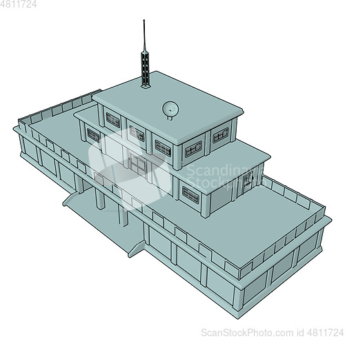 Image of 3D vector illustration on white background  of a military barrac