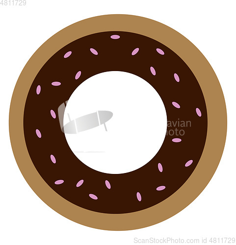 Image of Chocolate doughnut with sprinkles vector or color illustration