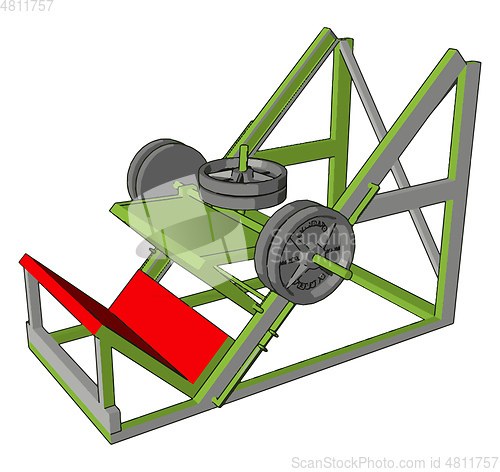 Image of 3D vector illustration of a red and green gym weight lifting dev