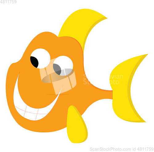 Image of A smiling cartoon orange and yellow-colored fish vector or color
