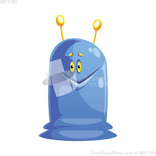 Image of Blue cartoon monster smiling white background vector illustratio