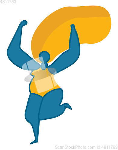 Image of Fat blonde lady dancing vector or color illustration