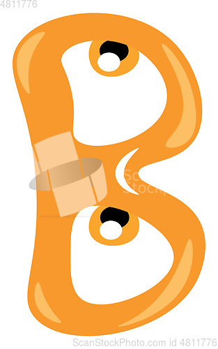 Image of Alphabet b in orange color vector or color illustration