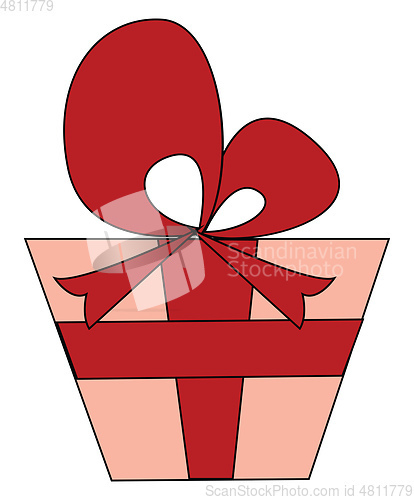 Image of Clipart of a red-colored gift box vector or color illustration