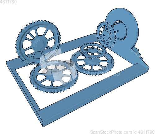 Image of Four Sprocket Wheels Picture vector or color illustration