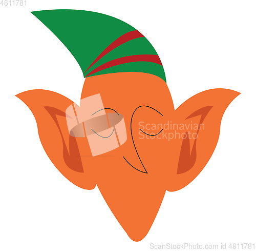 Image of Elf in green and red hat vector or color illustration