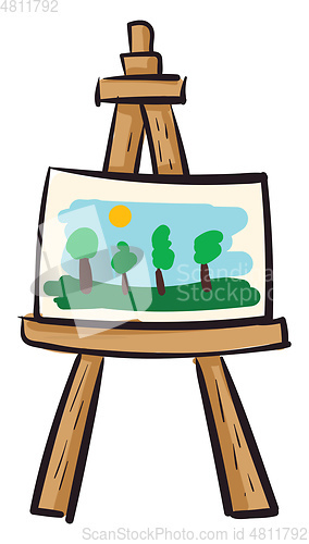 Image of Easel with canvas vector illustration on white background 