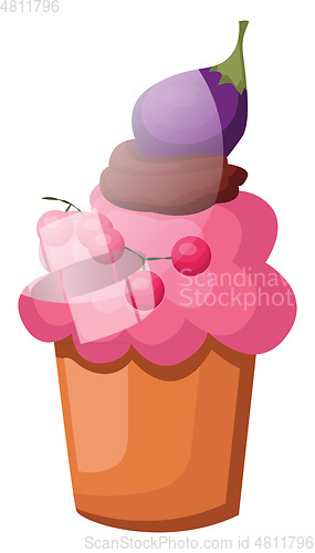 Image of Cupcake with a ruit as a decorationillustration vector on white 