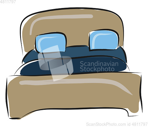 Image of Simple bed with blue bed sheets vector illustartion on white bac