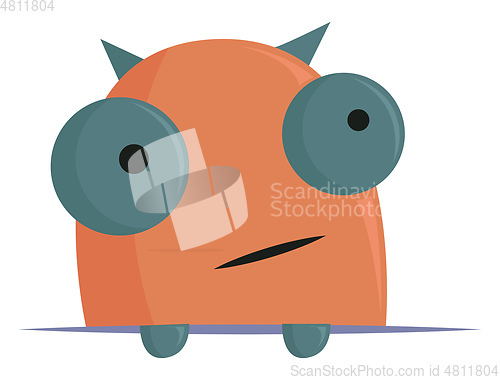 Image of An orange monster with grey eyes looks scary vector or color ill