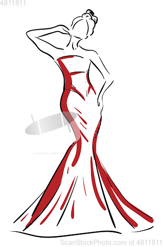 Image of A silhouette of a beautiful woman in red-colored maxi vector or 