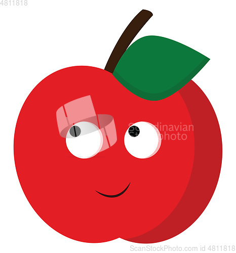 Image of A happy red apple, vector color illustration.