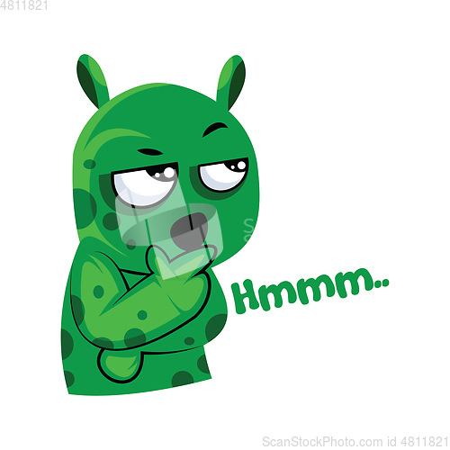 Image of Suspicious green monster vector illustration on a white backgrou