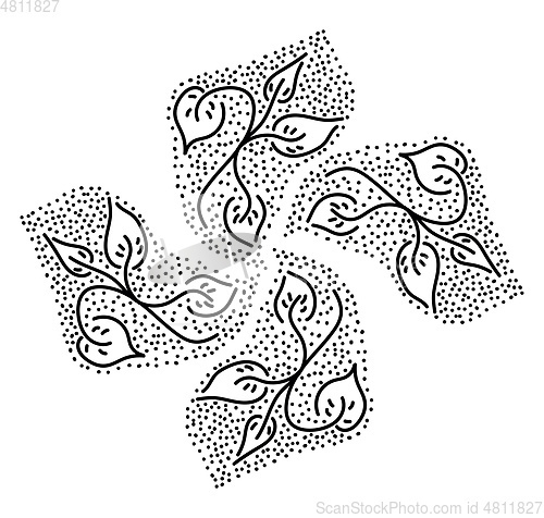 Image of Few leaves filled with minimal doodle textures vector or color i