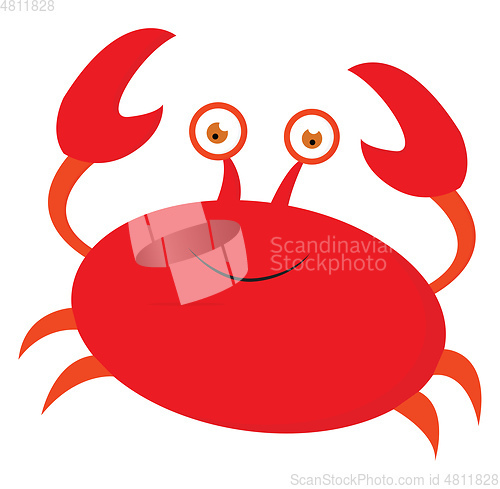 Image of A smiling cute little red cartoon crab vector or color illustrat