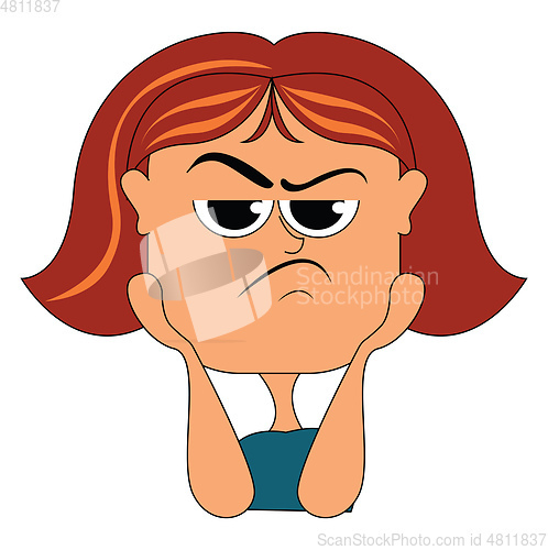Image of Cartoon picture of a crazy girl isolated on the white background