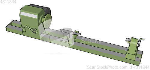 Image of Industrial green and grey lathe vector illustration on white bac