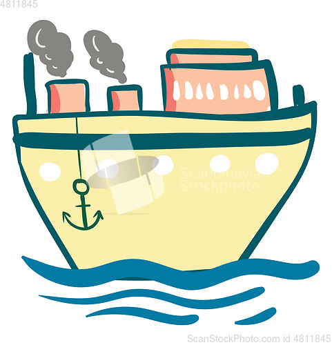 Image of Yellow steam ship anchor vector or color illustration