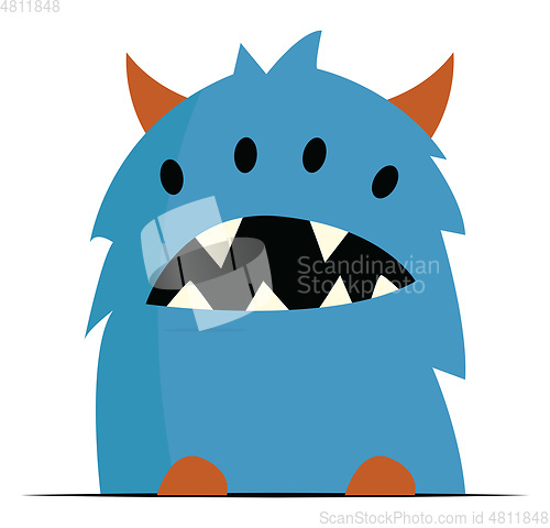 Image of A blue monster with sharp teeth vector or color illustration