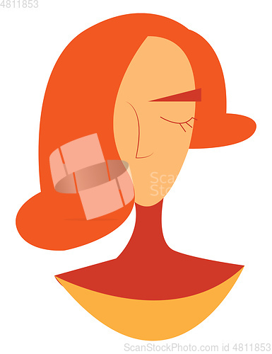 Image of Girl with red hair vector or color illustration