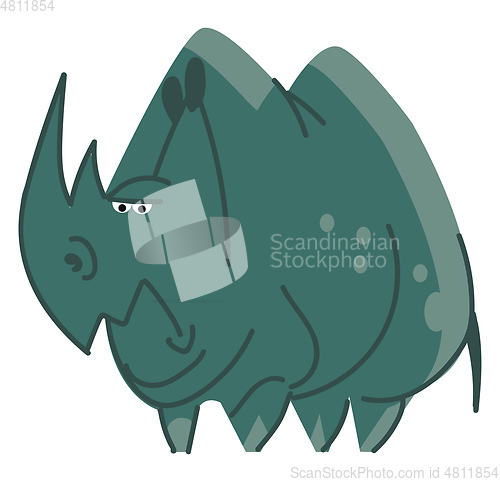 Image of Clipart of a blue angry hippo or rhinoceros vector color drawing