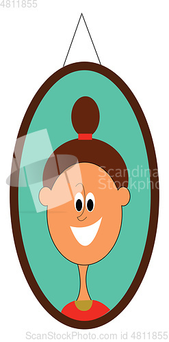 Image of Clipart of an oval-shaped photo frame hanging on the wall vector