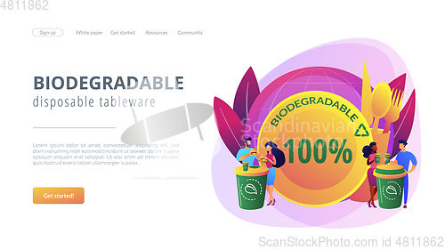 Image of Biodegradable disposable tableware concept landing page