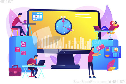 Image of Time and attendance tracking system concept vector illustration