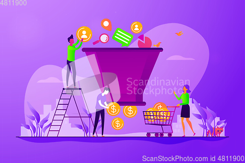 Image of Sales funnel management concept vector illustration