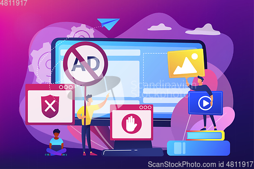 Image of Ad blocking software concept vector illustration.