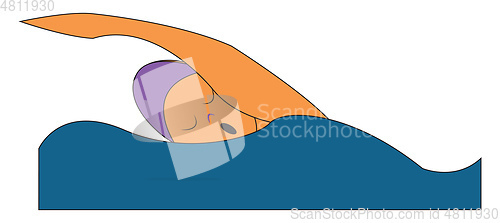 Image of Clipart of a swimmer in a purple-colored swimming suit vector or