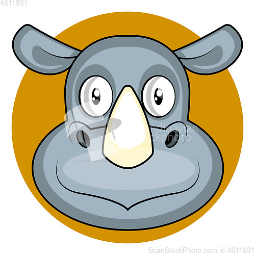 Image of Cute cartoon grey rhino vector illustration on white background