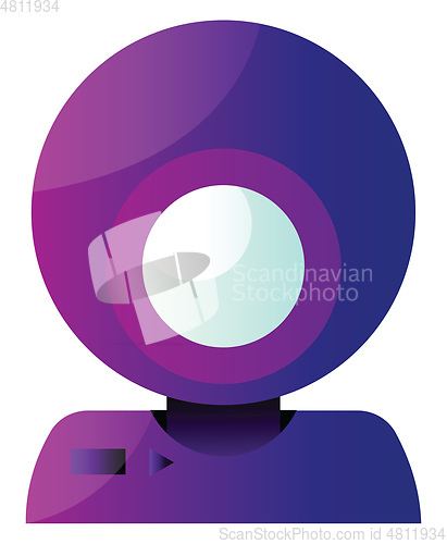 Image of Vector icon illustration of a purple round webcam on white backg