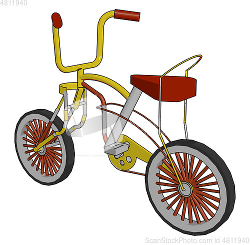 Image of A red colored comfortable child bicycle vector or color illustra