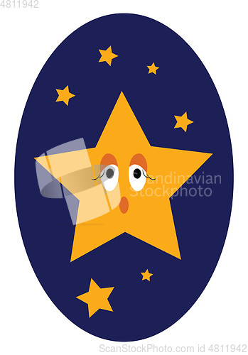 Image of Clipart of a surprised moon in a bright blue night sky vector co