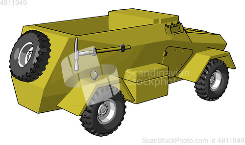 Image of 3D vector illustration on white background of an yellow armoured