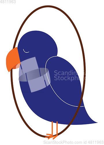 Image of Clipart of a blue-colored sleeping bird vector or color illustra